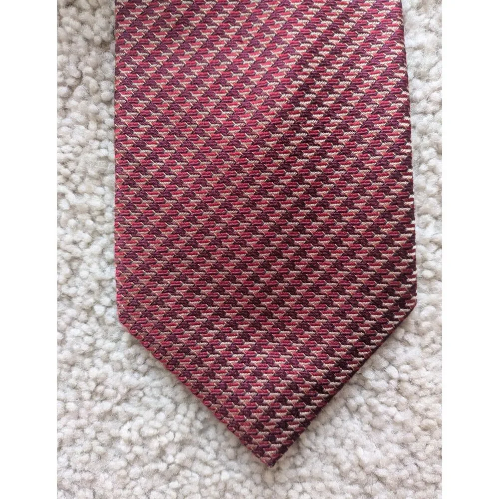 Nautica 100% Silk Burgandy Red Diagonal Stripe Print Tie